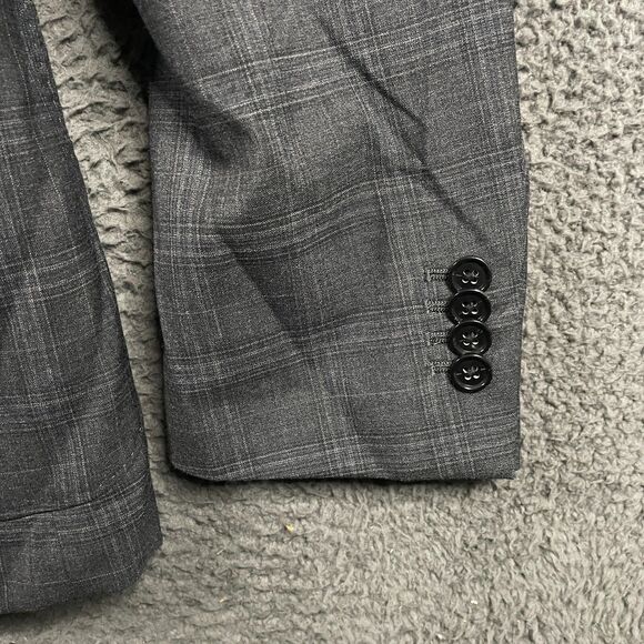 Banana Republic Sport Coat Mens 44R Gray Plaid Performance Wool Lightweight - Picture 9 of 16